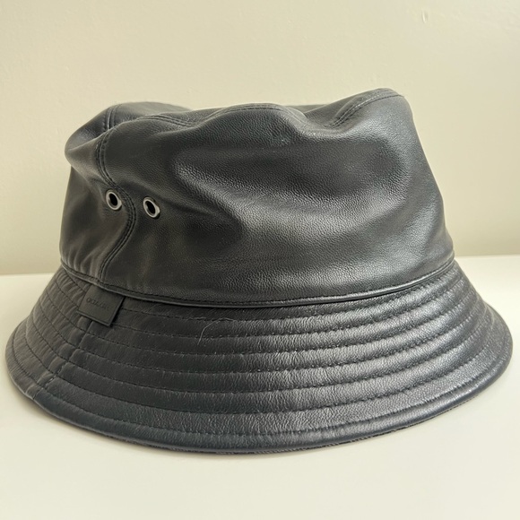 Coach Black Leather Bucket Hat Reversible - Picture 1 of 5